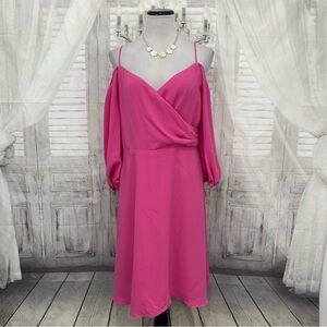 Trina Turk Size 14 Pink Spaghetti Strap V Neck Cold Shoulder Dress Party Easter